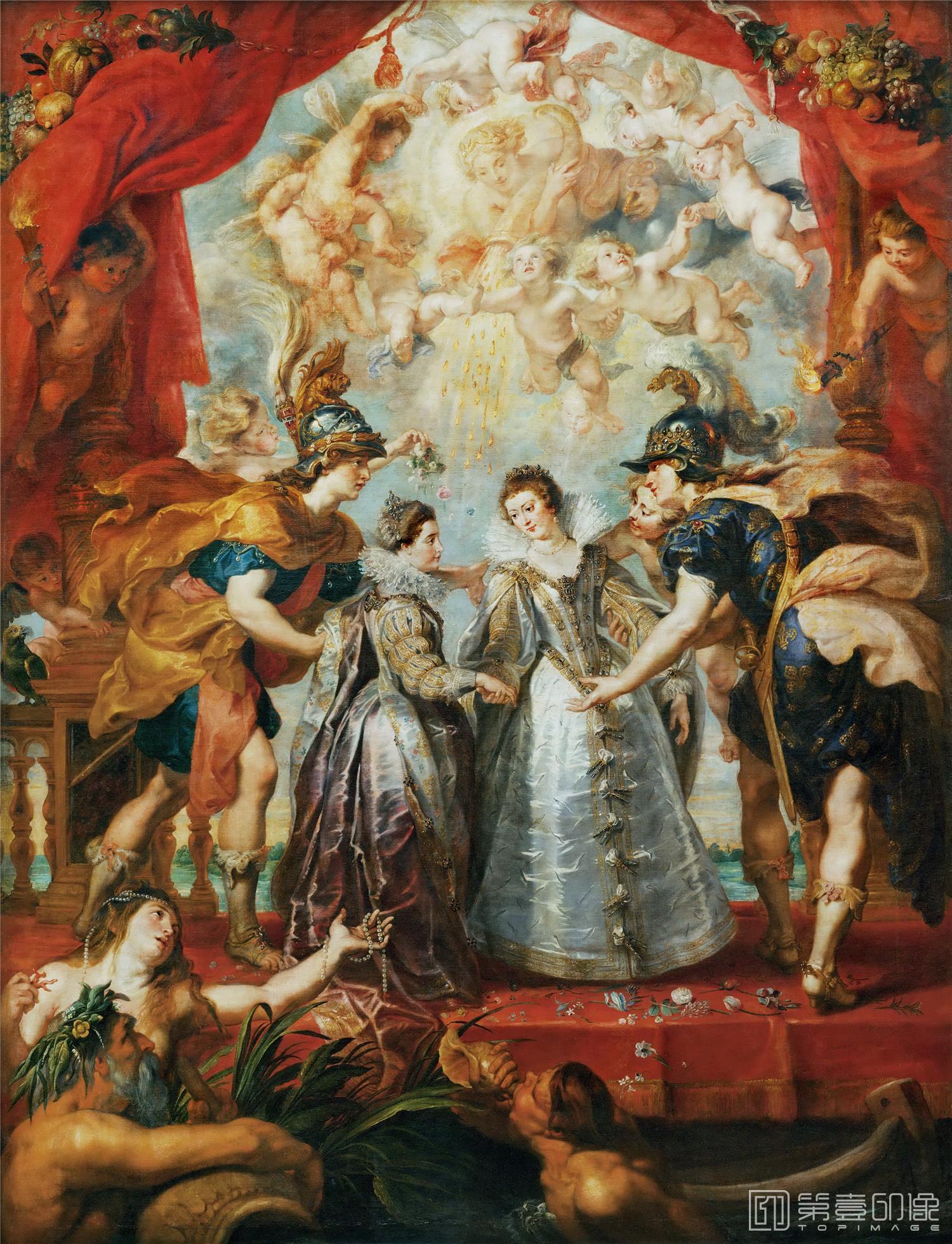 油画-卢浮宫-Peter Paul RubensMedici Cycle- Exchange of Two Princesses from France and Spain-1479